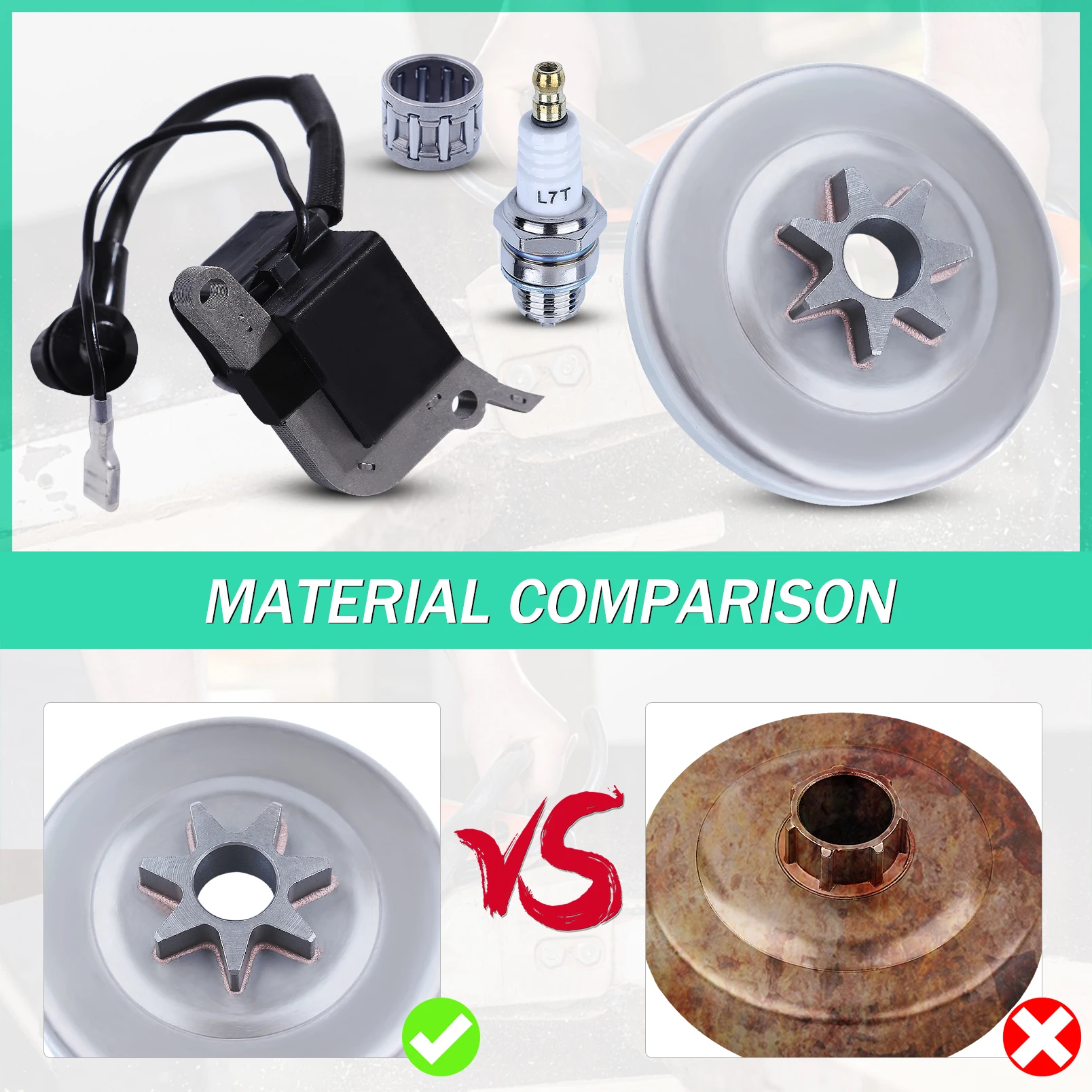 Clutch Drum Ignition Coil Kit for Echo CS3700 CS4200 Chainsaw Replace Part Needle Bearing 15662660630