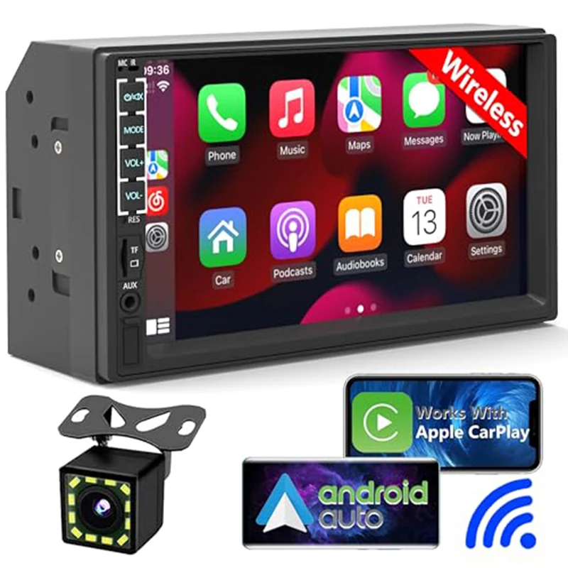 

7" IPS Screen for Car Audio Receivers, Bluetooth 5.1 Car Play Android Auto Touchscreen,Backup Camera, SWC, FM/AM