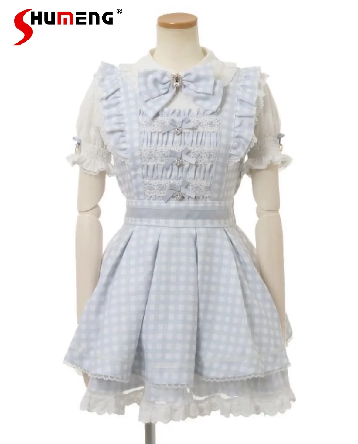 

Liz Dress Set Summer Woman's Japanese Style Mass-Produced Sweet Lolita Princess Plaid Dress Shorts 2-Piece Set Women's Outfits