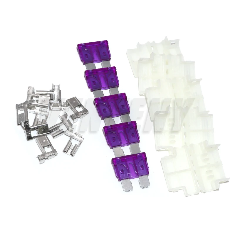 5Pcs Auto Standard Middle Fuse Holder + Car Boat Truck ATC ATO Blade Fuse 10A 15A 20A 25A 30A 35A 40A 1A 2A 3A 4A 5A 7.5A