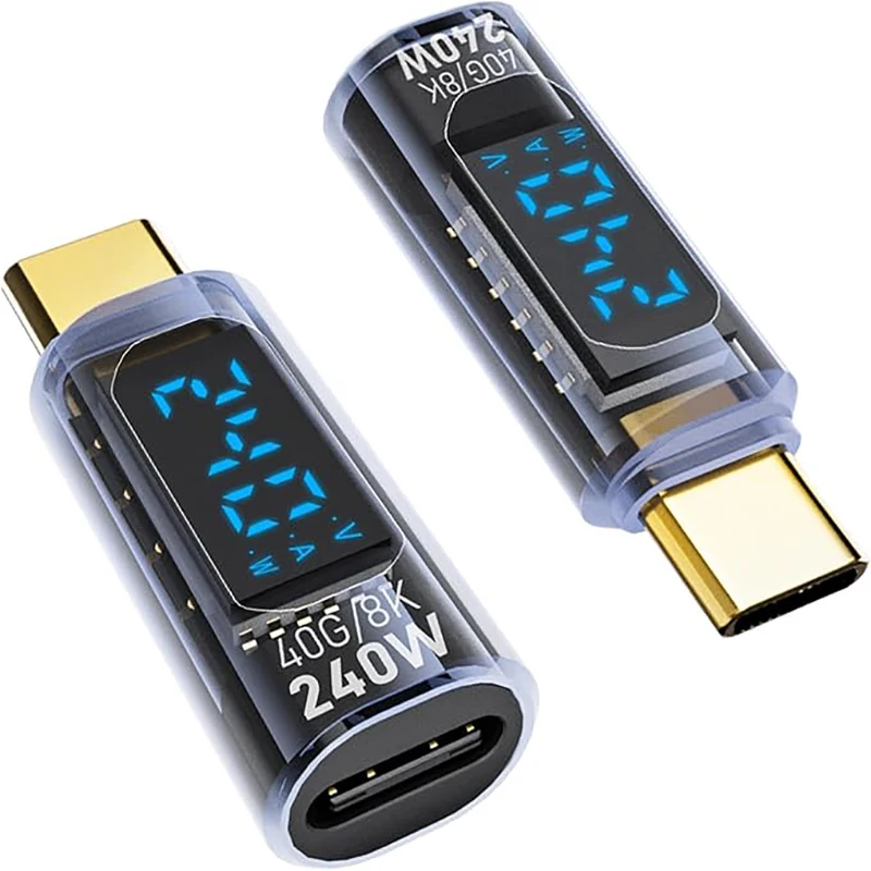 Transparent digital display USB 4 full-function digital charging adapter 240W digital display type-C adapter