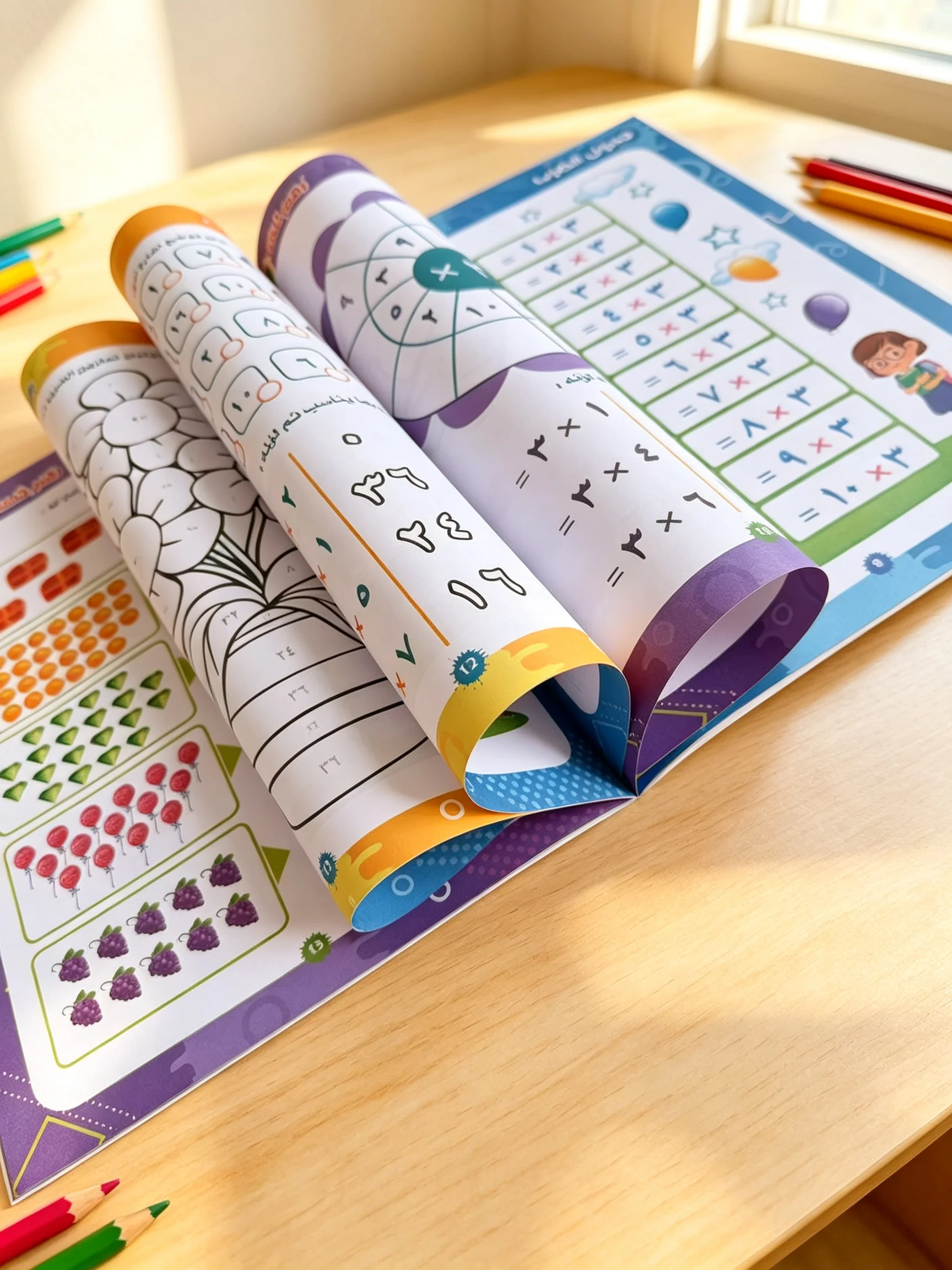 32-Page Arabic Math Handwriting Practice Workbook – Early Math Activity Book for Multiplication and Educational Exercises