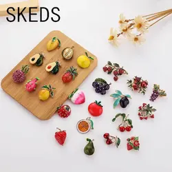 Skeds-女性と女の子のためのパイナップルとレモンのエナメルブローチ,化粧品アクセサリー