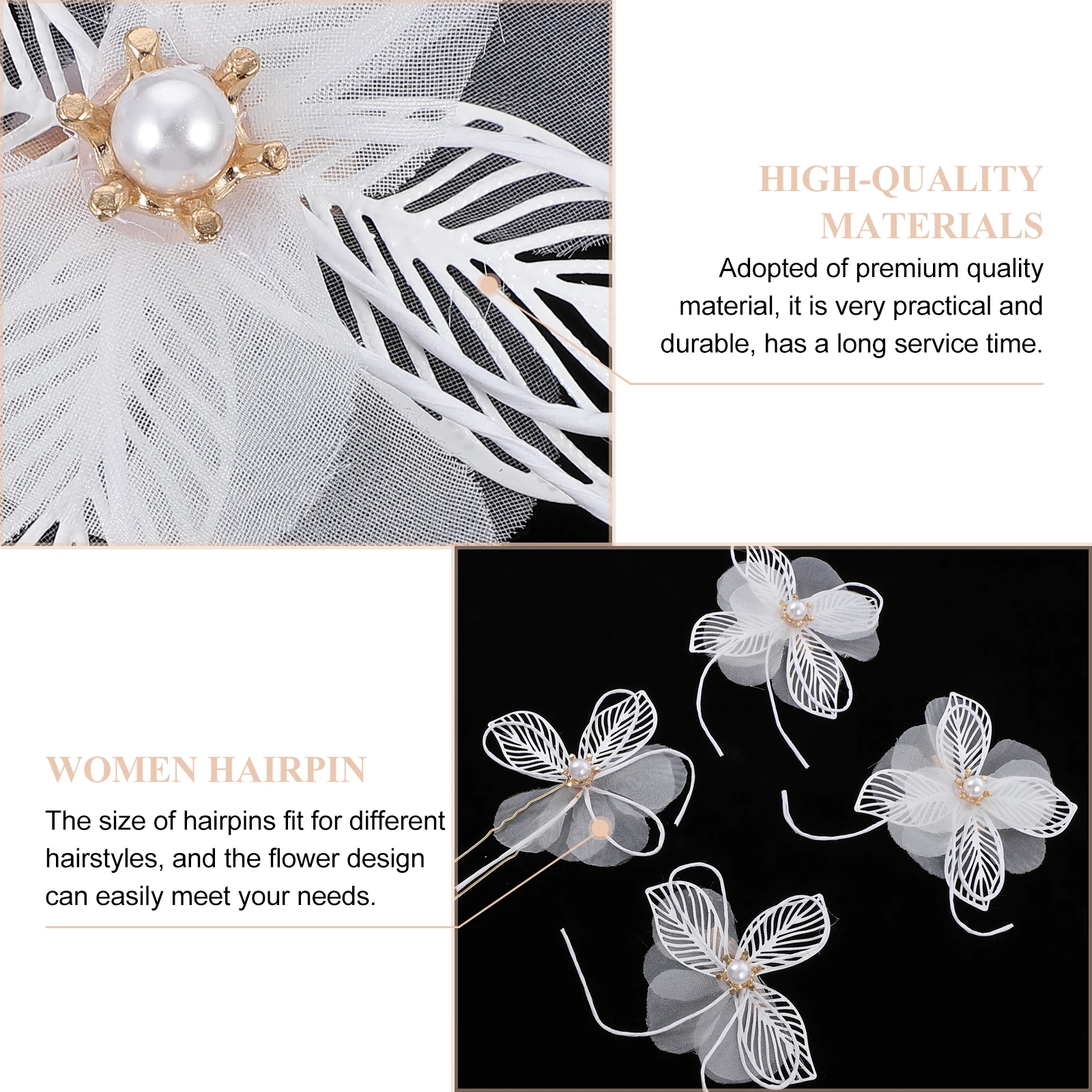 

Flower Hairpin Pearl Pins Bridal Clips Women Headdress Wedding Accessories Hair Clamps Stylish Design Durable Material