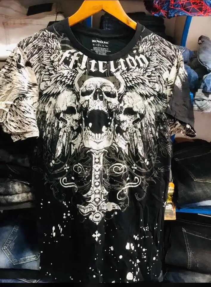 Y2K Style Streetwear Tee Gothic Skull Cross Print Trendy Graphic Summer T shirts Front and back printing