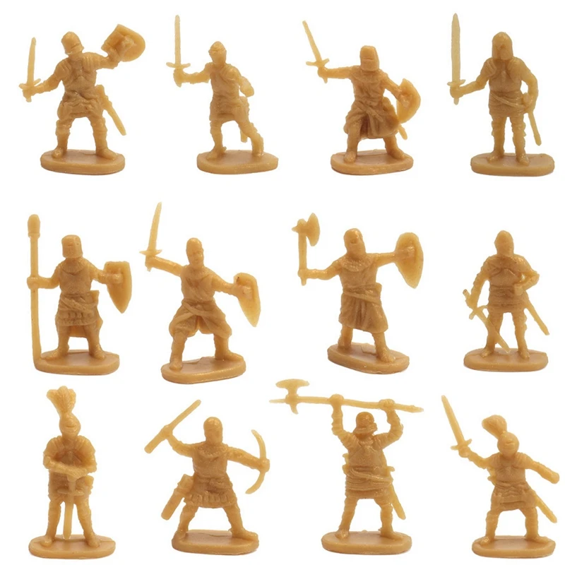 1:72 800 Stuks Plastic Oude Soldaat Figuren Speelgoed Archaïsche Soldaten Mannen Zwaardvechter Action Figure DIY Oorlogsscène Speelgoed Goud