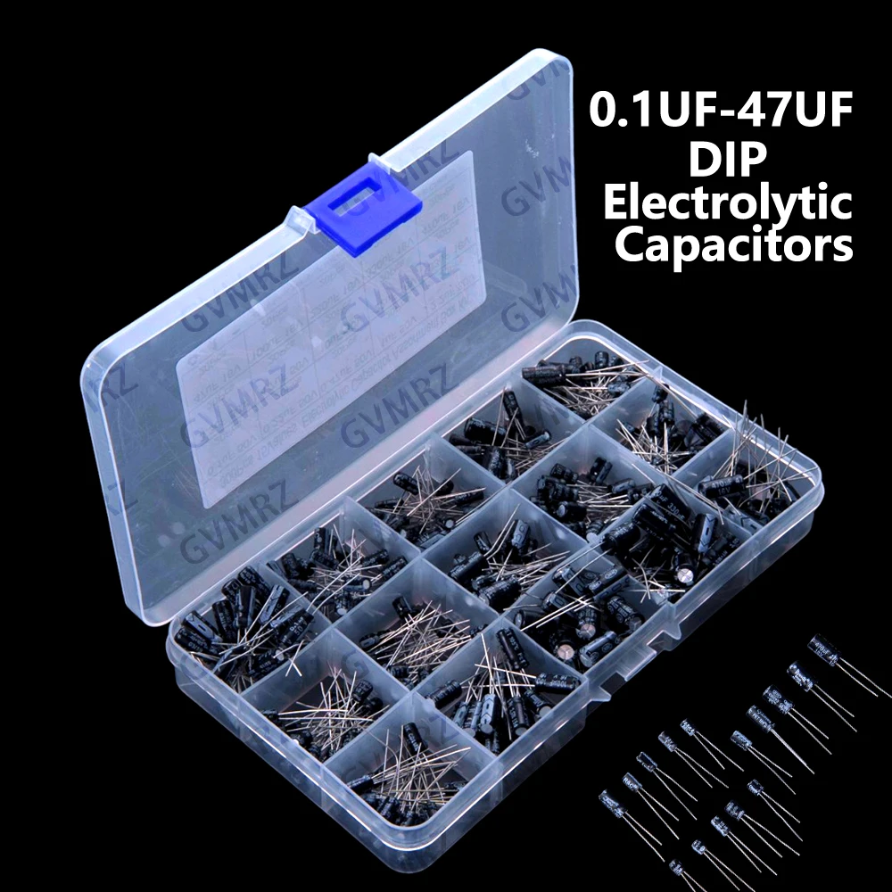 

15Values 0.1UF-47UF 300 PCS DIP Electrolytic Capacitors 22UF 33UF 47UF 0.1UF 0.22UF 0.47UF 2.2UF 3.3UF 4.7UF 10UF 50V 16V