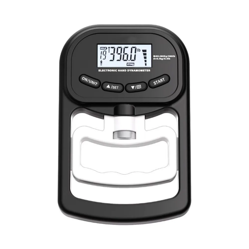 180kg Hand Grip Strength Trainer Digital LCD Display 0.1kg 0.4lb Division Hand Dynamometer Front Control Buttons Adjustable Grip