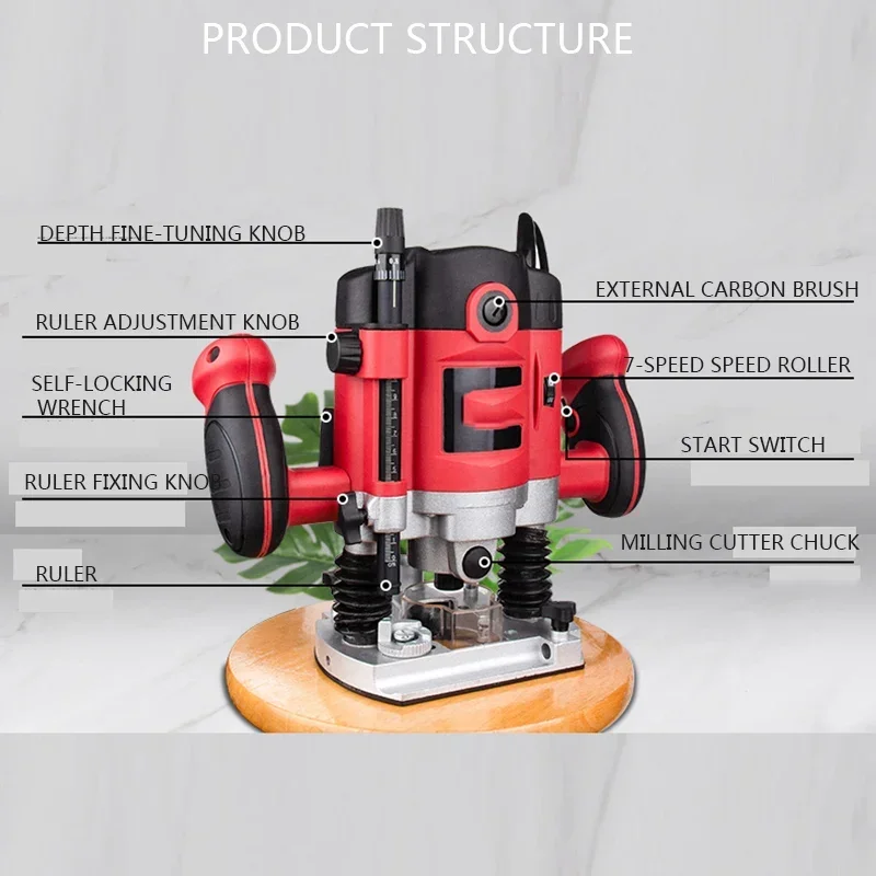 2025 Electric Woodworking Milling Keyhole Opening Tenon Trimming Tool 1500W Multifunctional Woodworking Slotting Engraving Machi