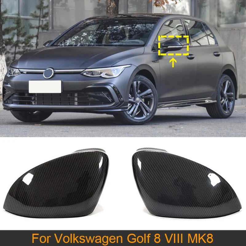 Carbon Fiber Rearview Mirror Covers Caps For Volkswagen VW Golf 8 VIII MK8 2021 Car Side Mirror Covers Caps Case ABS Carbon Look