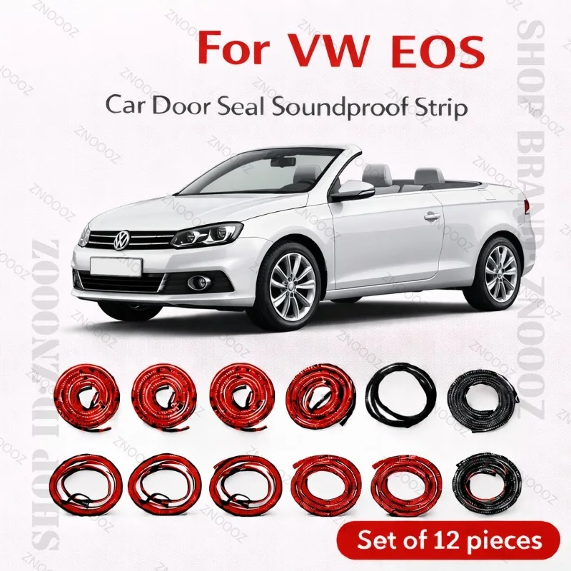 

For VW EOS Car Door Seal Strip Rubber Double Layer Soundproof Dustproof Waterproof Door Weatherstrip 12PCS Set