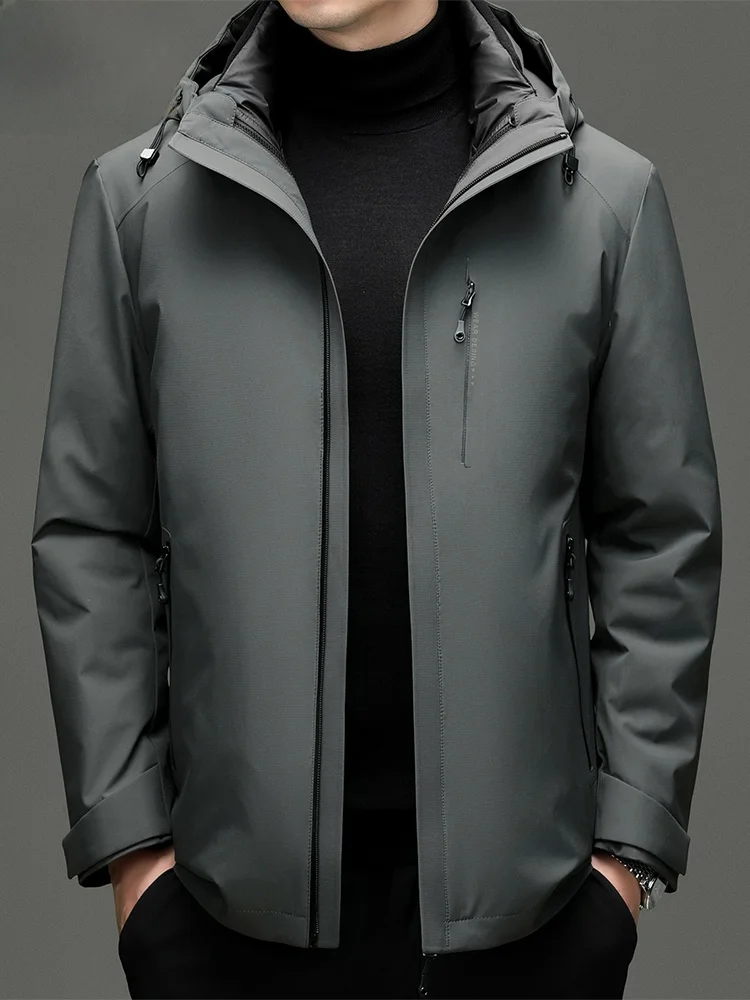 

Теплая мужская куртка из гусиного пуха 90% для активного отдыха, с отстегивающейся внутренней подкладкой, трехмерный ветрозащитный дизайн, утолщенная полиэстер...