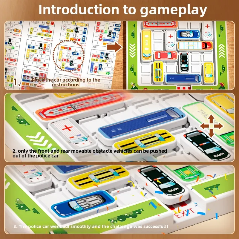 Puzzle Gioco da tavolo per bambini Magnetismo Auto Puzzle Traffic Jam Sfida Logica attraverso gioco da tavolo Auto Huarong Road Puzzle Toy
