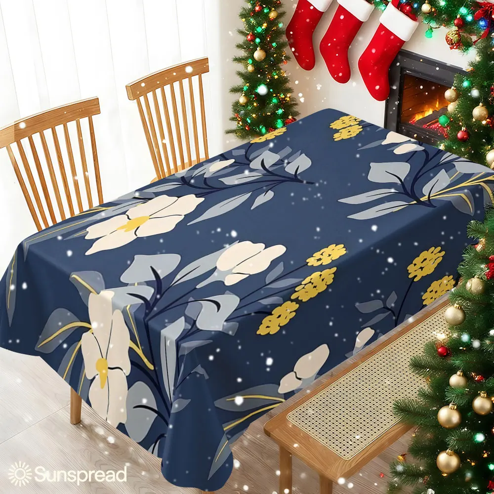 Midnight Blossoms Waterproof table cloth, splash-proof tablecloth, for party, Halloween, Christmas, dining, camping