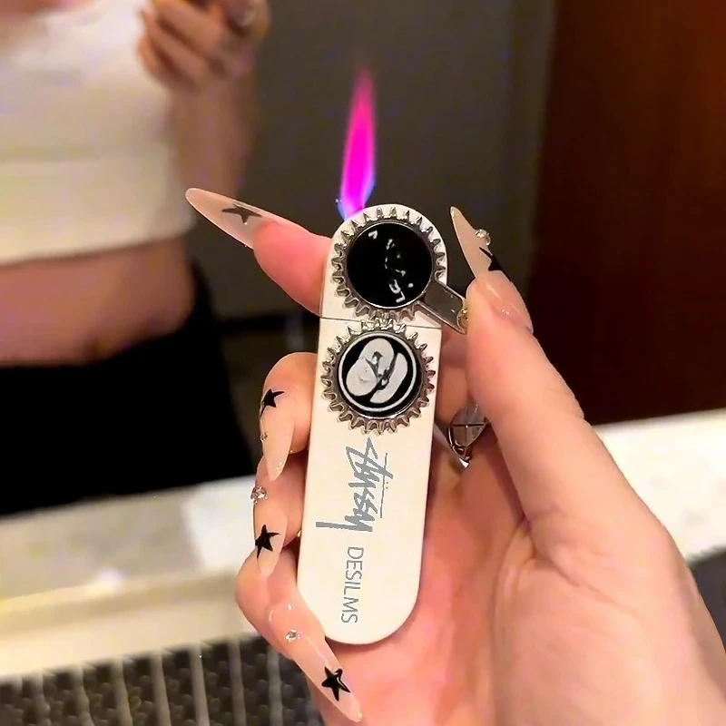 ولاعة أنيقة - أجنحة الملاك المتلألئة مرصعة بالألماس، تصميم سهل النفخ مقاوم للرياح، هدية مثالية للفتيات وإكسسوارات التدخين