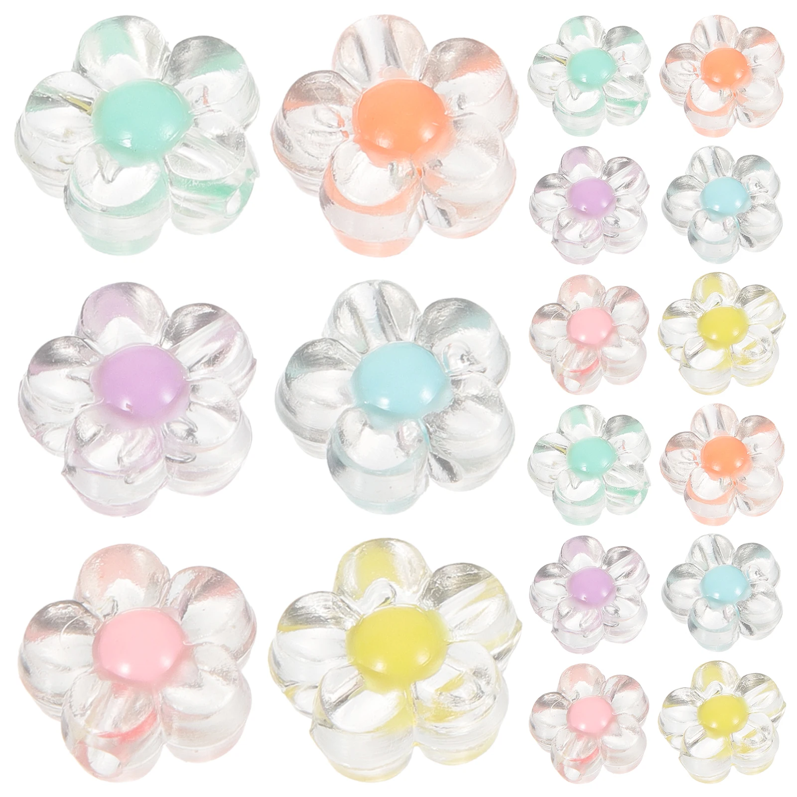 

200 Pcs Flower Beads Acrylic Jewelry Making Materials Loose Pastel Accessories for Bracelet Necklace DIY Craft Projects