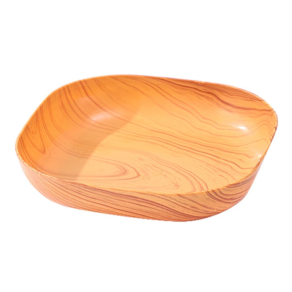 Creative Imitation Wood Serving Plate,Imitation Wood Square Serving Tray, Fruit Dessert Cake Snack Candy Platter PP Bowls