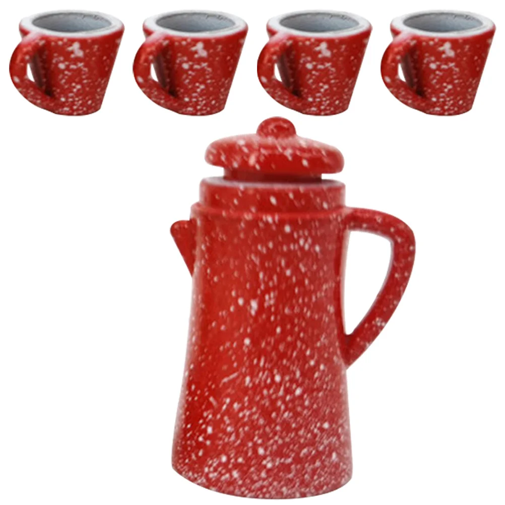 Miniature Teapot Teacup Set Alloy Small House nament Creative Mini Kitchen Pretend Play Toys Decorative Fairy House Accessories