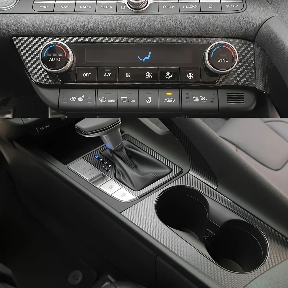

For Hyundai Santa Fe/Elantra 2021-2024 Interior Control Panel Door Handle Carbon Fiber Stickers Decals Car styling Accessorie