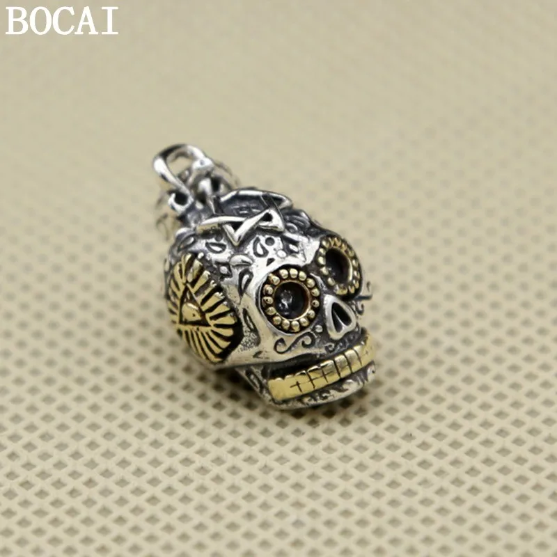 

BOCAI New S925 Sterling Silver Jewelry With Punk Personality Skull Pendant Selected Gifts For Men and Women