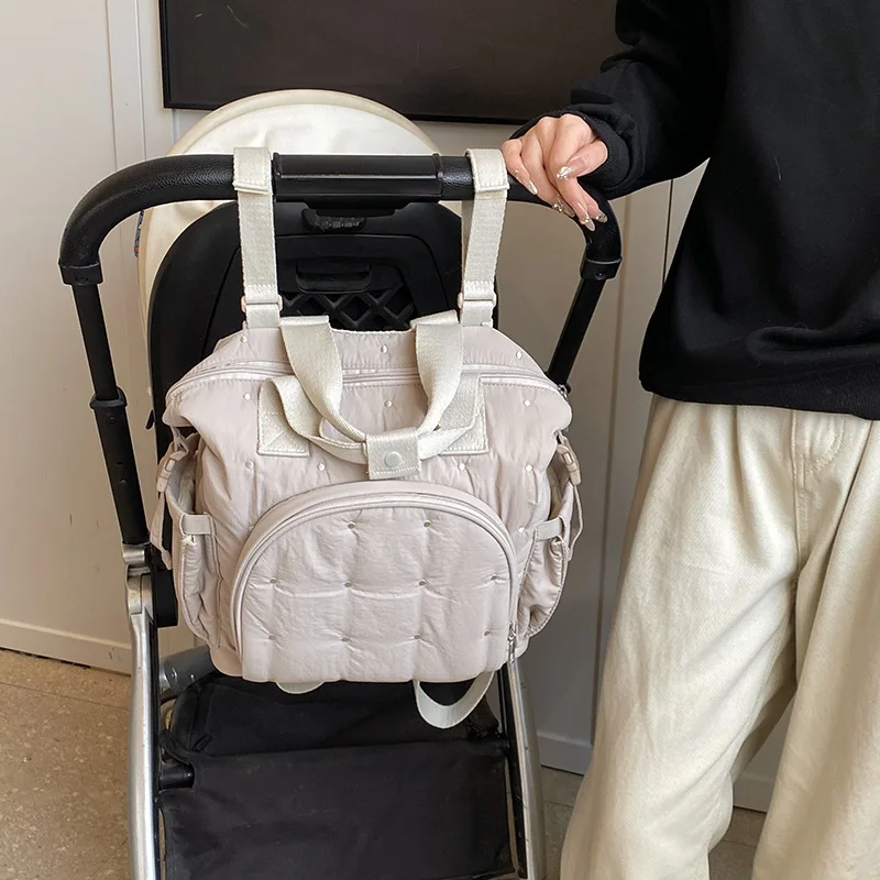Fashion Double Shoulder Mommy Bag Niche Embroidered Cotton Clothes Women's Large-capacity Stroller Trailer Diaper Bags