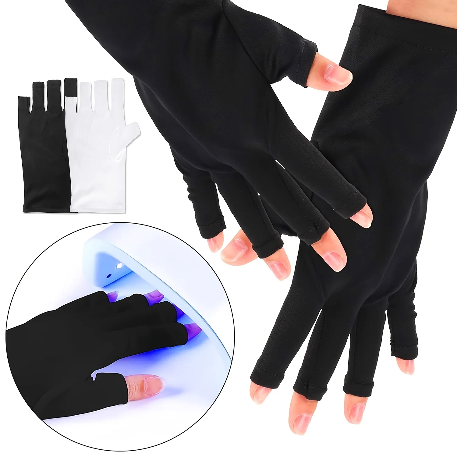 UPF 50+ Anti-ultraviolet Gloves Are Thickened, Suitable for Gel Nail Lamp Nail Art-fingerless Breathable Fabric, Skin Care