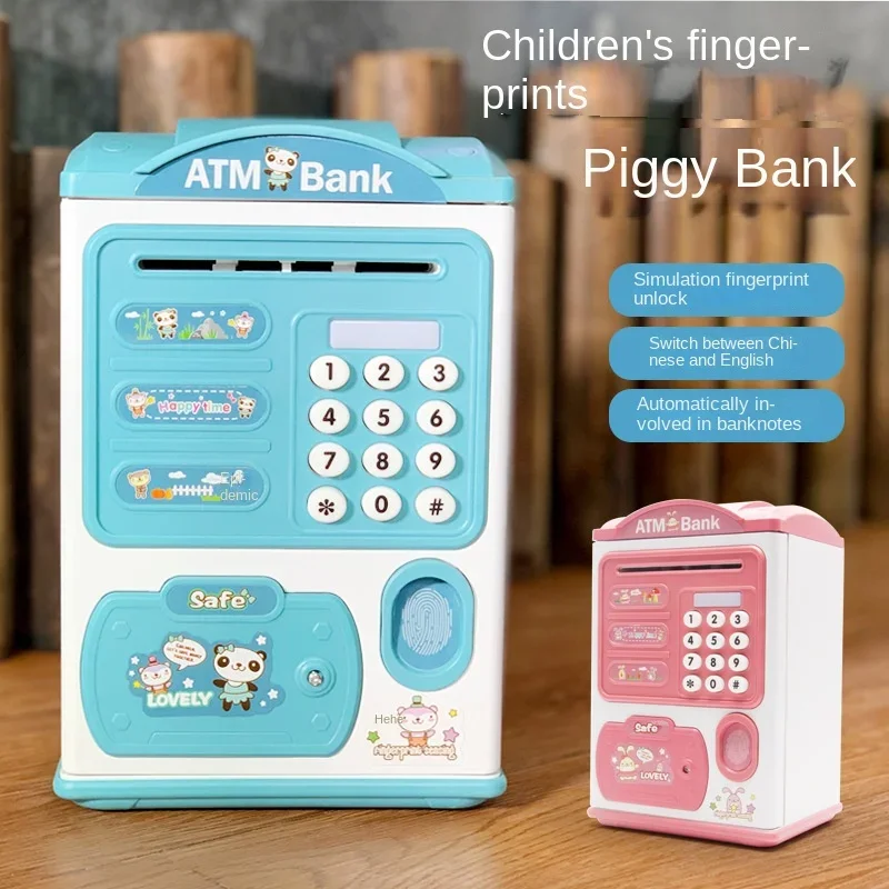 

Intelligence Cash Box Digital Coins Cash Saving Safe Deposit Mini ATM Machine Fingerprint Piggy Bank Toy Kids Gift