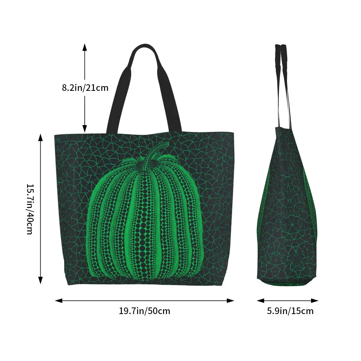 Yayoi Kusama Abstract Art Pumpkin Grocery Shopping Bag Printed Canvas Shopper Tote Shoulder Bags Large Capacity Durable Handbag