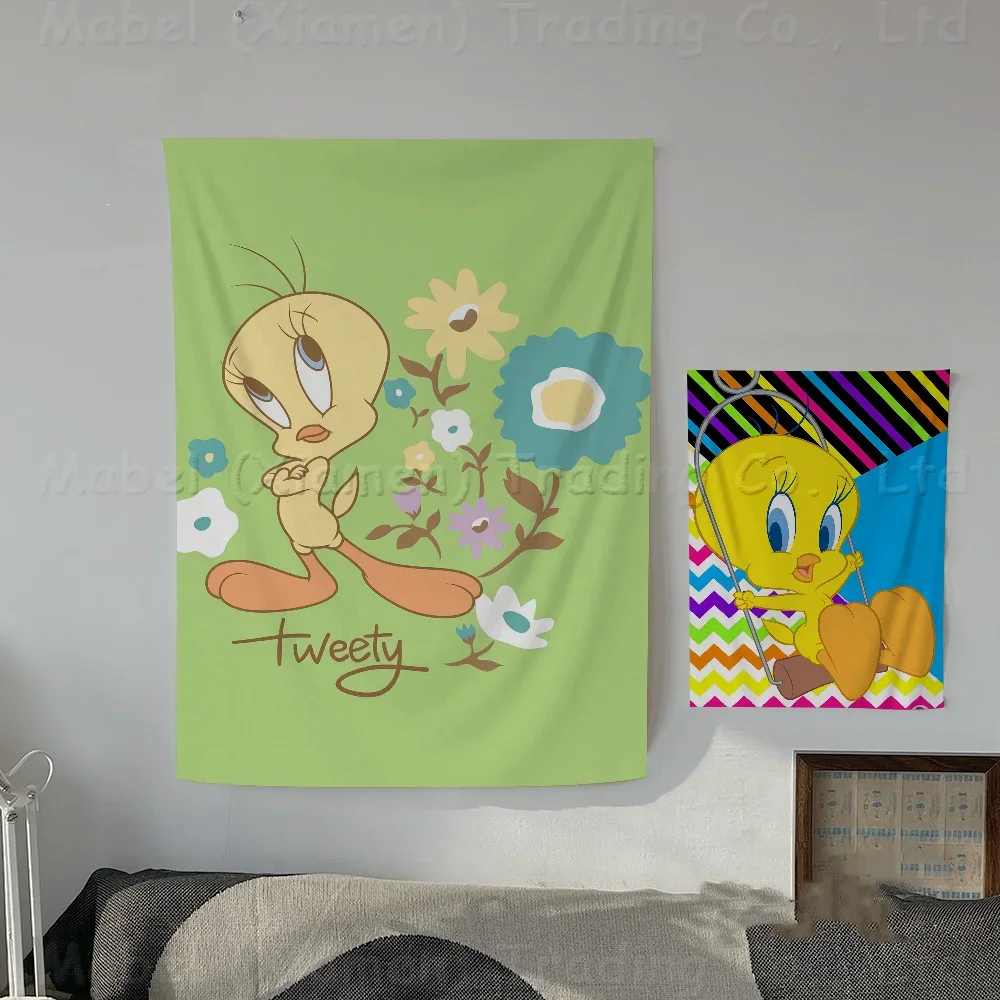 Cartoon Tweety Bird Piolin Banner Art Printing Japanese Wall Flag Anime Wall Hanging Home Decor