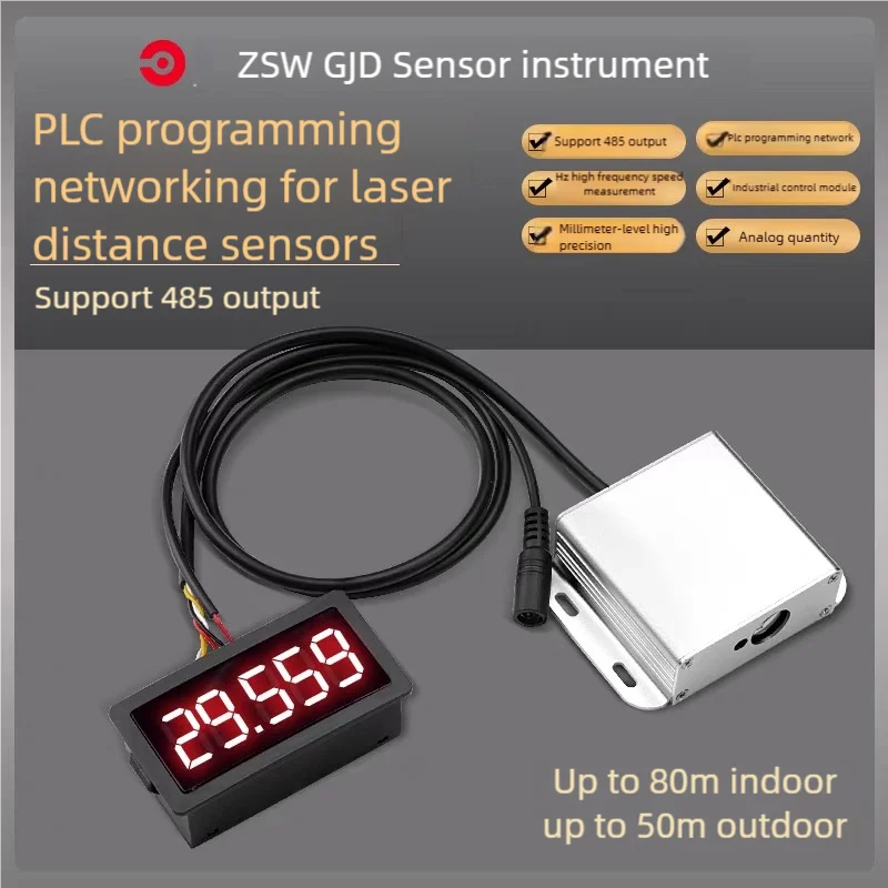 2PCS Laser Rangefinder Sensor Industrial Module High-Precision 4-20Ma.0-10V Analog TTL/485 With Display Screen