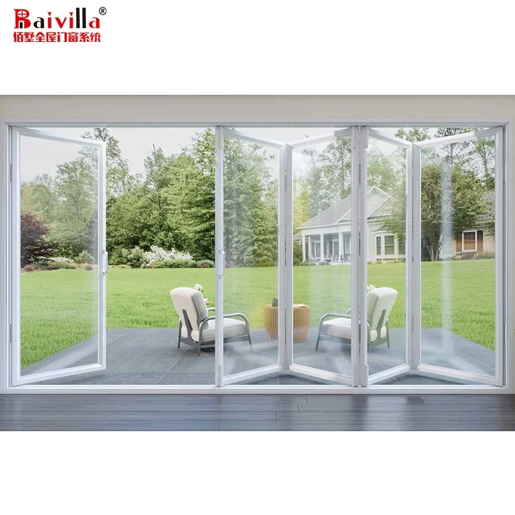 White Frame Balcony Exterior Aluminum Bifold Door,Folding Door