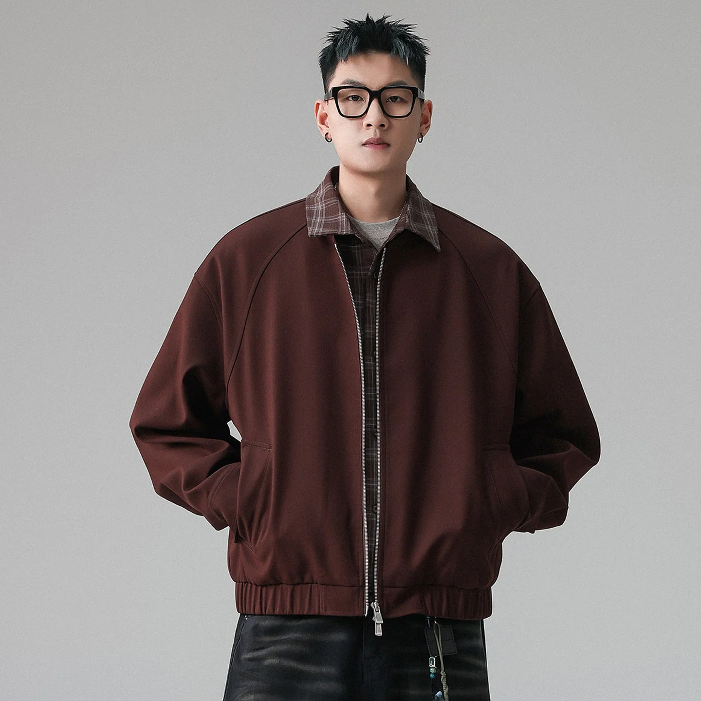 

American Retro Men's Loose Fit Color Blo Collar Jaet Spring 2026 Trendy Outerwear Breathable Casual Sle Long Sve