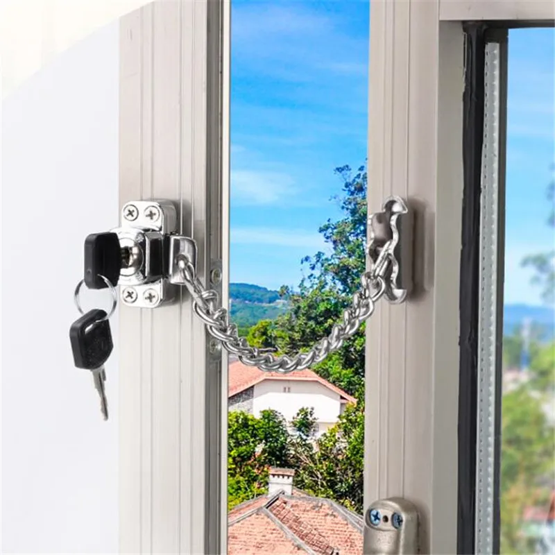 Imagem -05 - Porta e Janela Anti-theft Security Lock Sash Tilt Travas Proteção à Criança Movendo Porta Hasp Home Doorstop Guard Correntes Clamp