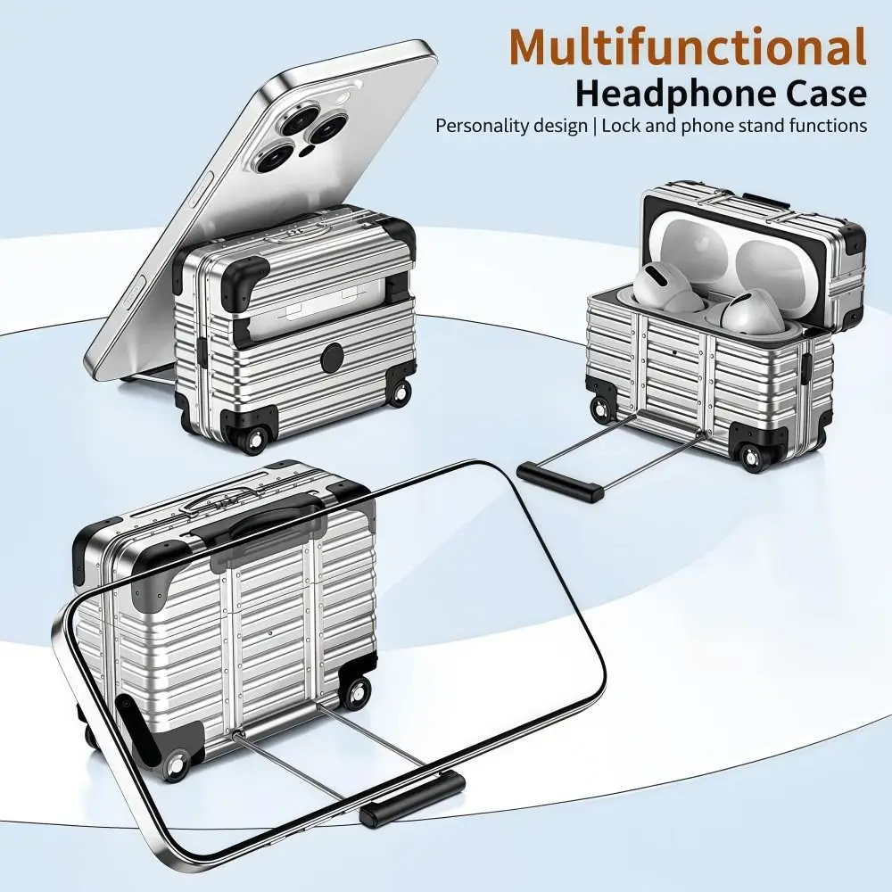 Trendy Suitcase Earphone Case Drop-proof Bracket Design Luggage ...