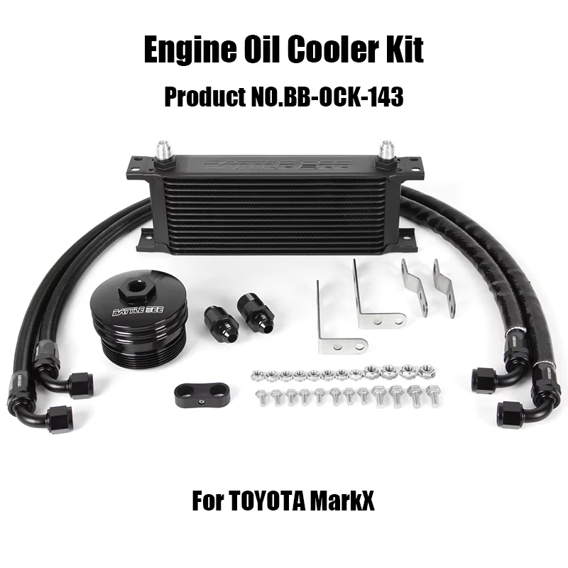 

Car Engine Oil Cooler Cooling System Kit With Rubber Tube Aluminum Alloy Radiator with Adapter For Toyota MarkX Crown BB-OCK-143