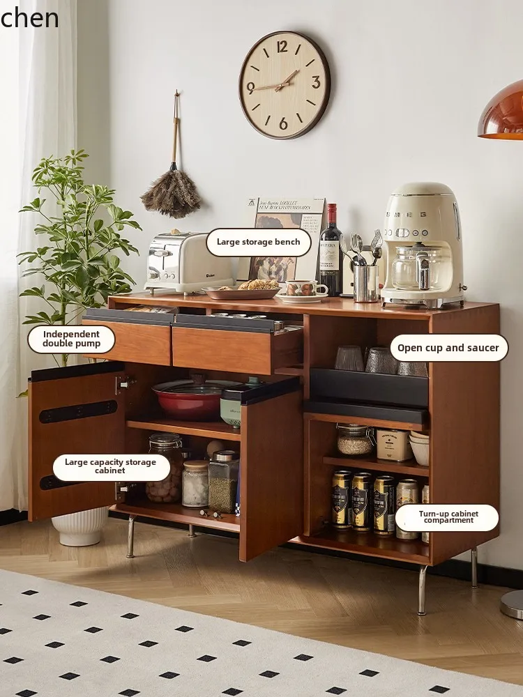 solid wood dining side coffee cabinet French retro tea locker living room storage cabinet