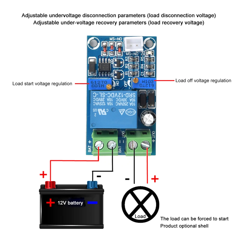 Storage Battery Relay Module 12V Battery Low Voltage Cut off Automatic Switch On Recovery Protection Module Power Supply