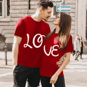 Kaos Pasangan Raja Ratu Kombinasi Kaos Pasangan Motif Cinta Kaus Wanita Fashion Musim Panas Atasan Leher-O Kasual Kaus Pecinta 10 penjualan terbaik raja dan ratu - №