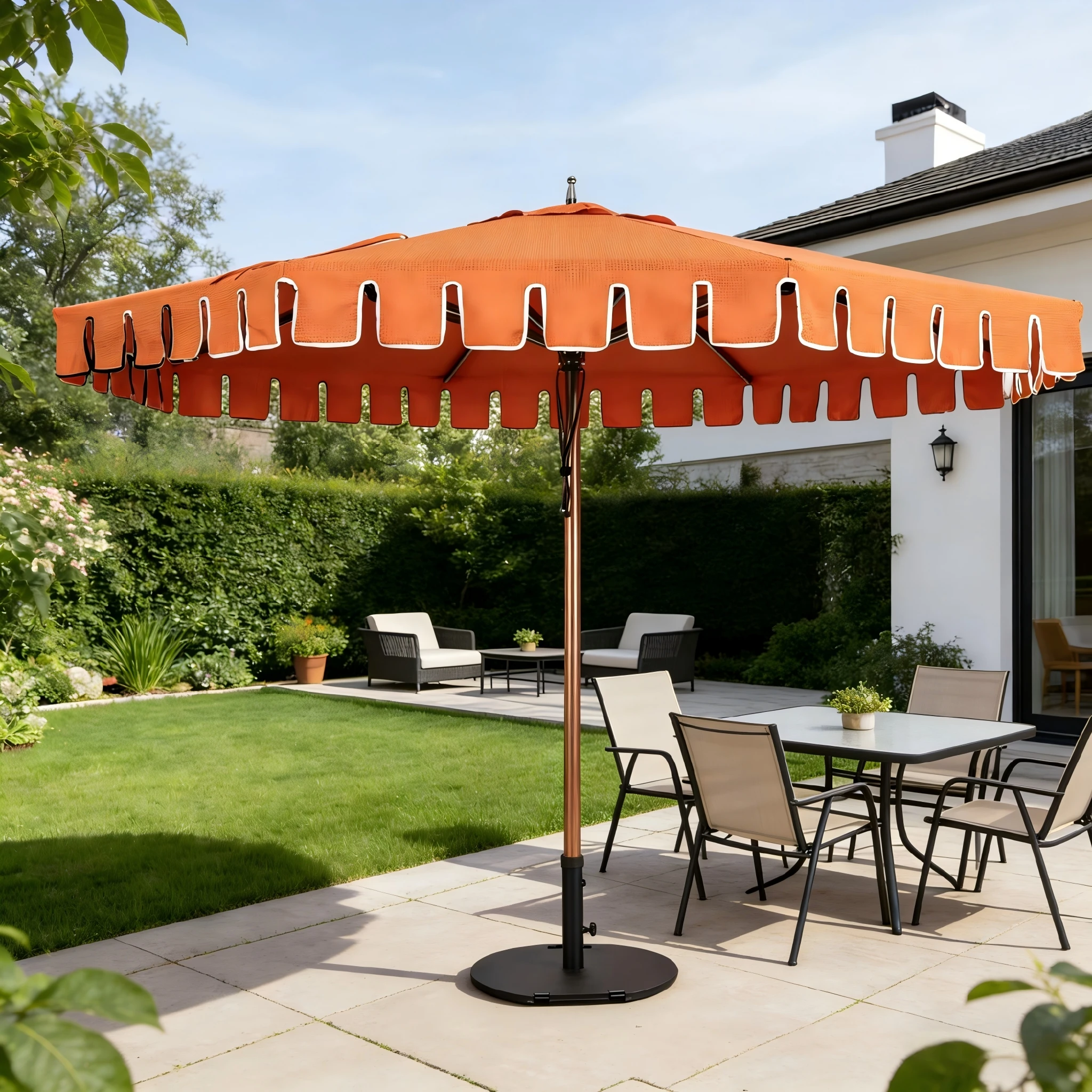 Jagged Edge Pulley Fixed Patio Umbrella
