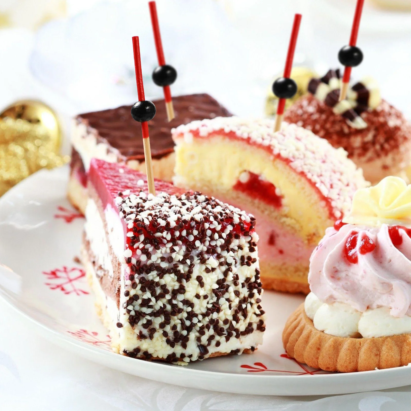 

Bamboo Fruit Picks Disposable Appetizer Skewers Stick for Cocktails Food Party Barbecue Picnic Banquet Eco Friendly Round Bead