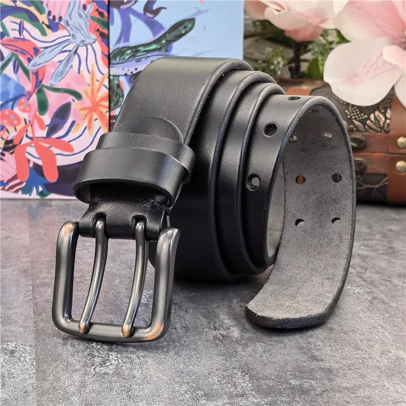 38MM Double Pin Belt Buckle Genuine Leather Belt For Men Jeans Leather Belt Men Ceinture Western Cowboy Waist Belt Man MBT0038