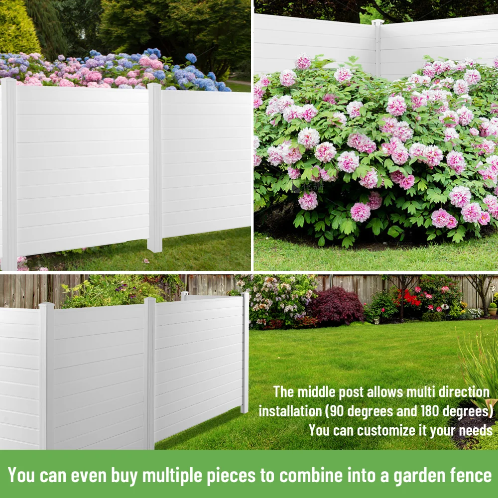 Privacy Fence Panels Kit  Air Conditioner Trash Can Enclosure  Vinyl  White Color