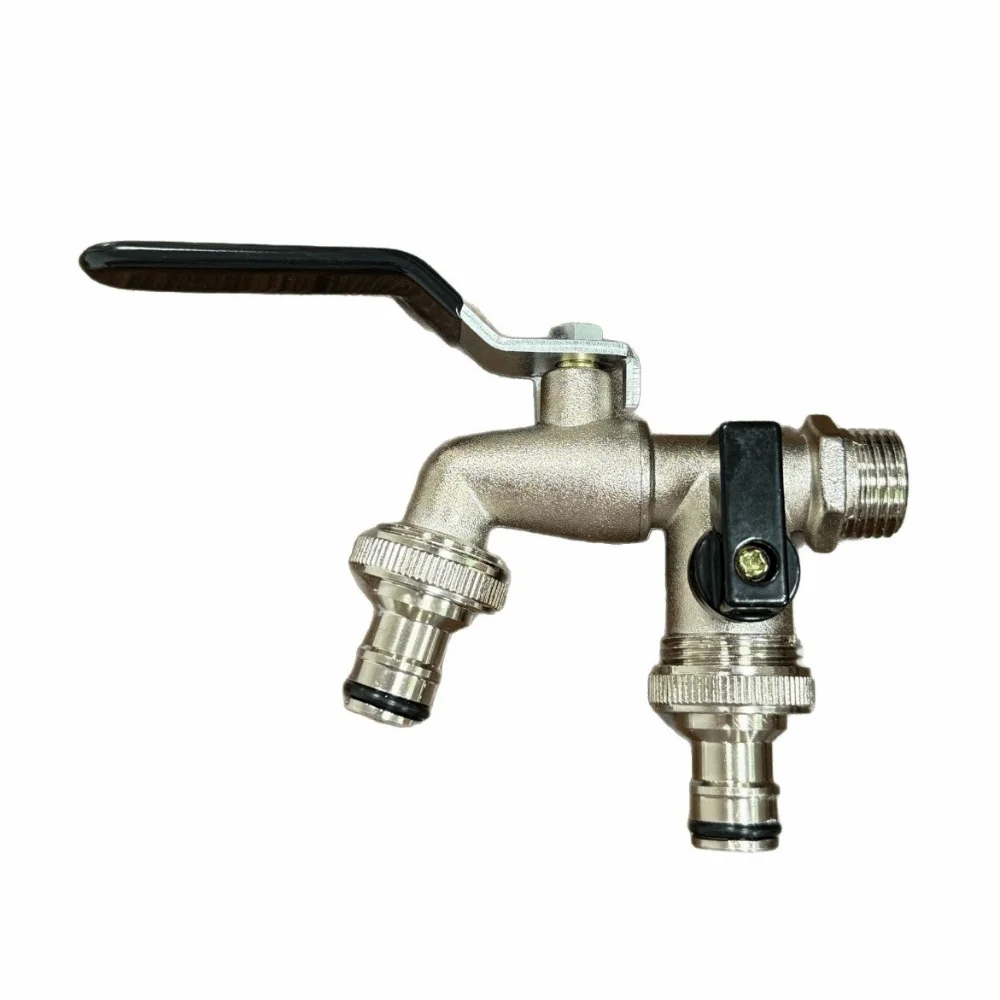 

1/2 Inch Inlet Washing Machine Outlet Faucet 90 Degree Valve Dual Outlet Double Valve Faucet Durable Zinc Alloy