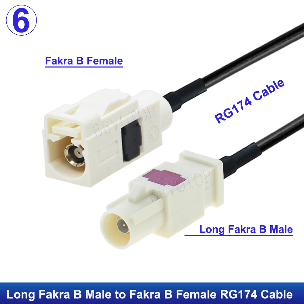 Weißes Fakra B RAL 9001 männlich weiblich RG174 Kabel Radioantenne Verlängerungskabel RF Koaxial Pigtail für Phantomradio mit Versorgung