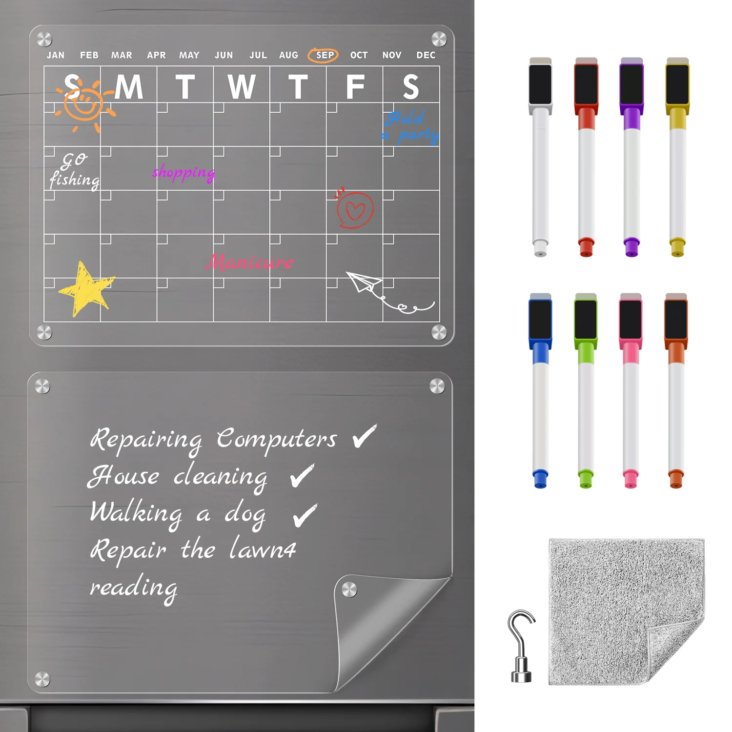 Transparent Magnetic Calendar For Erasable Family Schedule Planner clear Calendar Board Wall Whiteboard Easy Install