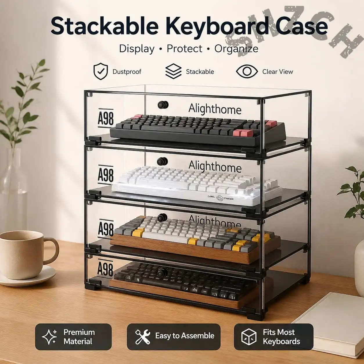 Clear Acrylic Desktop Display Cabinet for Mechanical Keyboards and Collectibles