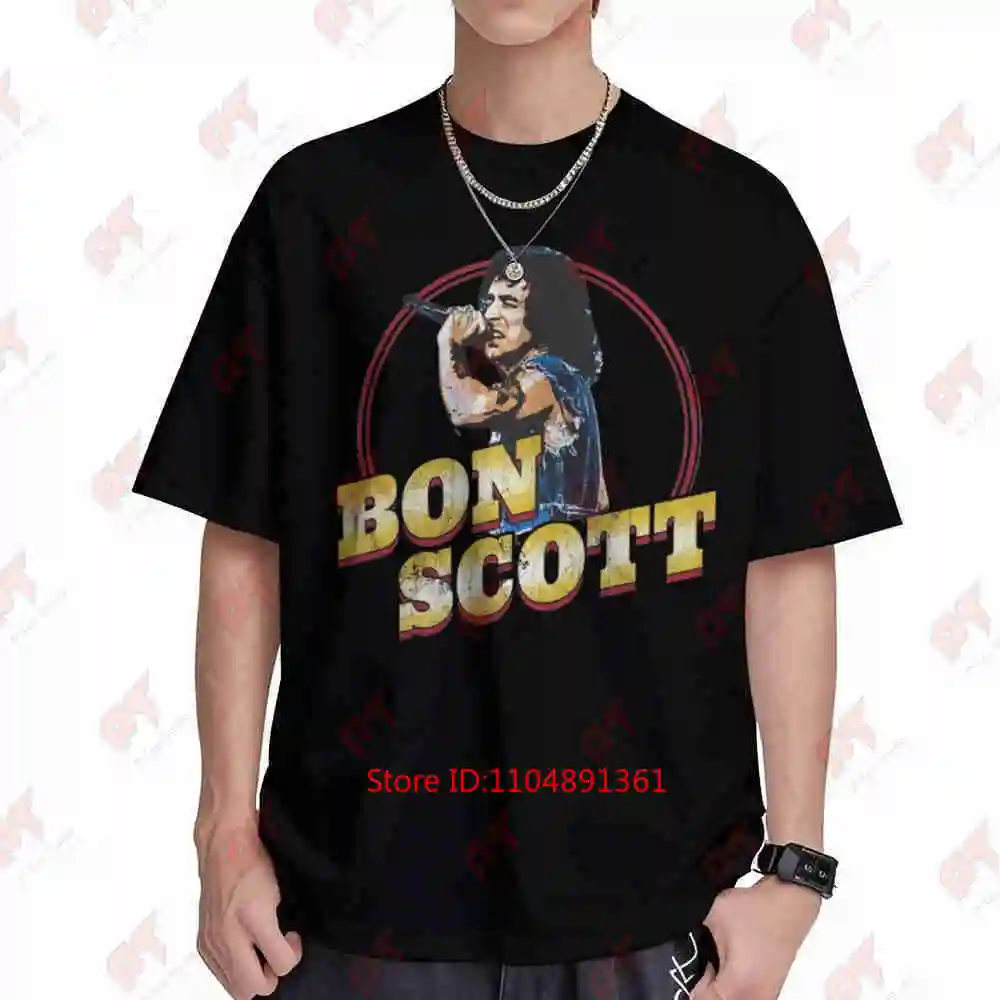 Camiseta de manga corta de Bon Scott, cantante de rock clásico de los años 70, 100% algodón