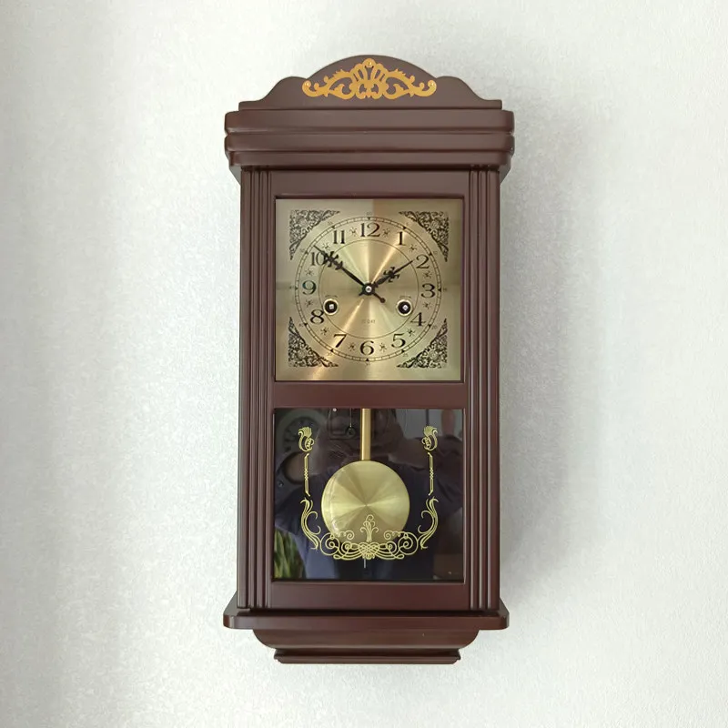 Retro Mechanical Wall Clock Living Room Decoration Pendulum Clock Old-fashioned Copper Art Clocks Fengshui Town  Clocks