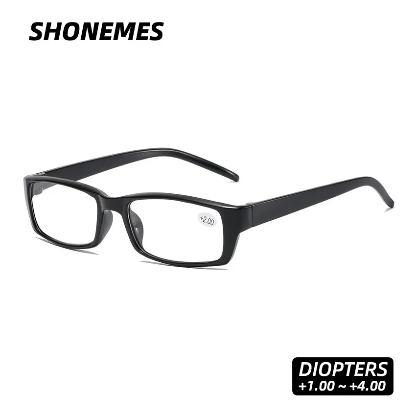 SHONEMES Rectangle Men Reading Glasses Classic Women Magnifiers Eyewear Black Presbyopic Eyeglasses Diopters +1.0 1.5 2 2.5 3 4