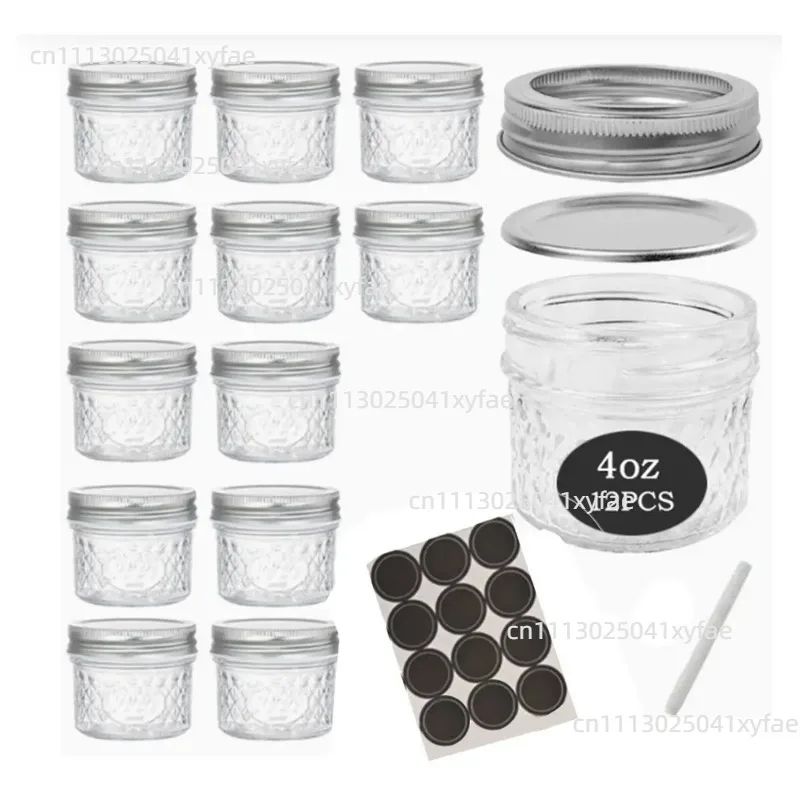 12Pcs 4oz Wide Mouth Glass Jars With Airtight Lids Mini Sealed Storage Canning Jars For Kitchen